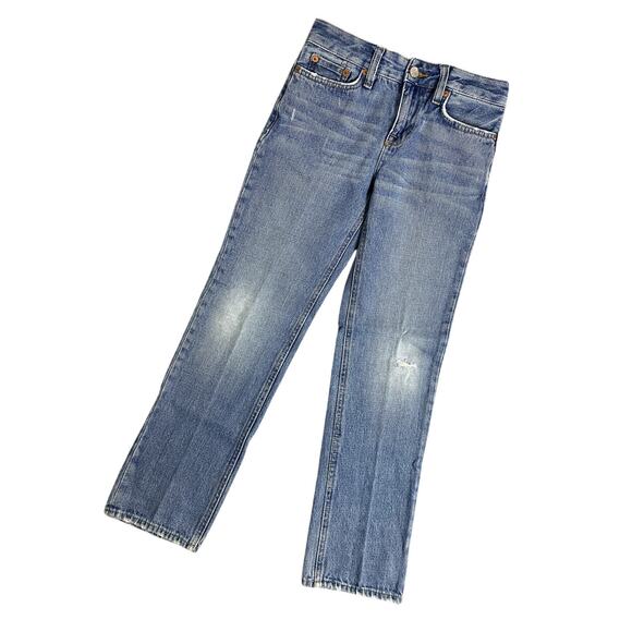 Vtg Polo Ralph Lauren Jeans Youth 10 26X26 Blue Distressed Slim Straight 381 - Picture 2 of 13